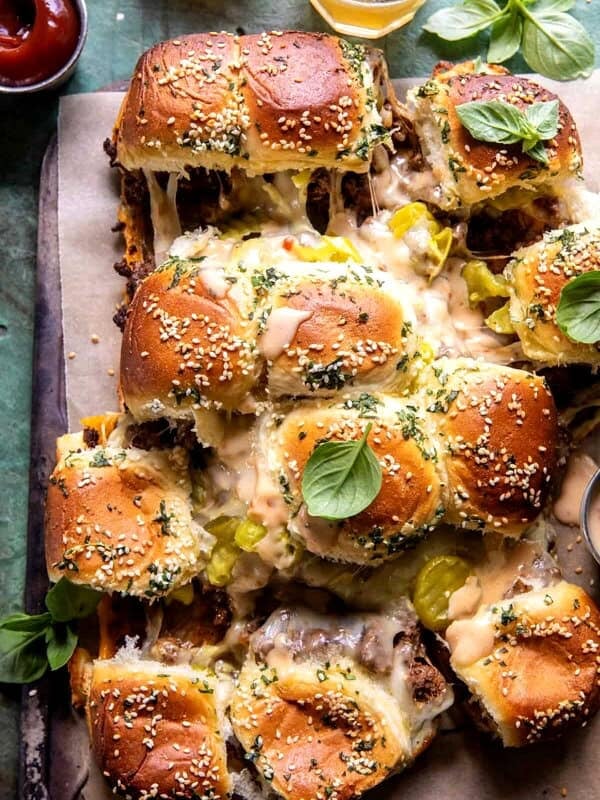 Pull Apart Cheeseburger Sliders | halfbakedharvest.com