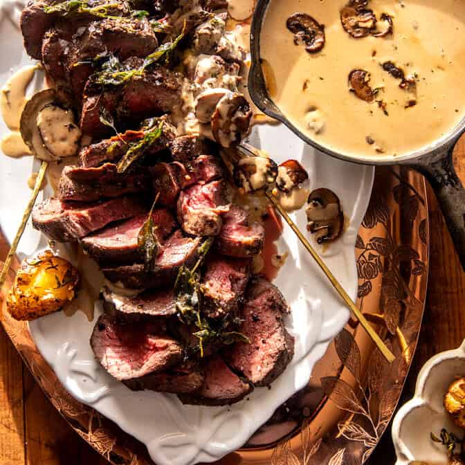 Beef Tenderloin Roast with Smashed Potatoes | halfbakedharvest.com