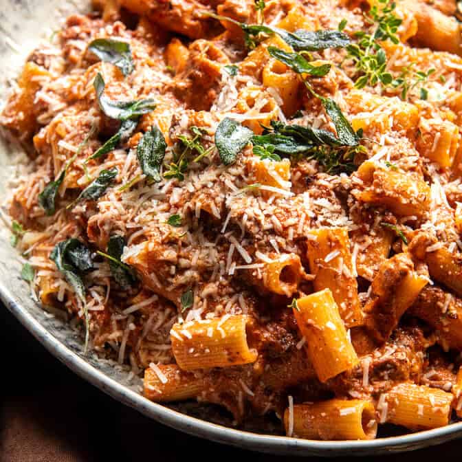 Pot Roast Sunday Sauce with Rigatoni | halfbakedharvest.com