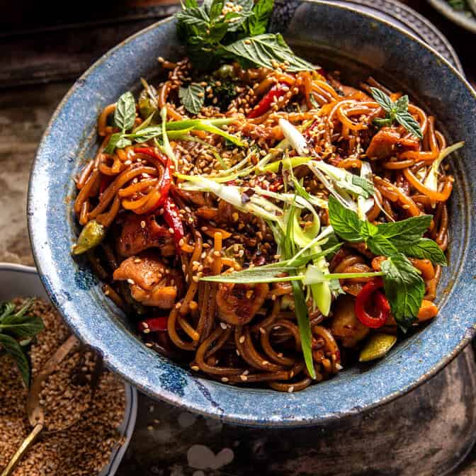 20 Minute Honey Garlic Chicken Udon Noodles | halfbakedharvest.com