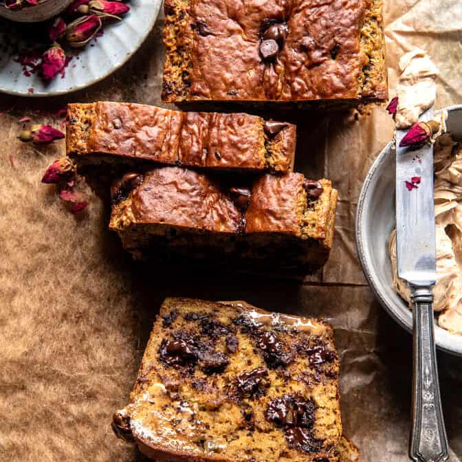 Chocolate Chunk Greek Yogurt Banana Bread | halfbakedharvest.com