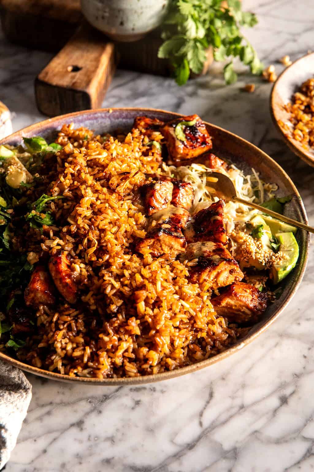 Spicy Chipotle Honey Salmon Rice Salad. - Half Baked Harvest