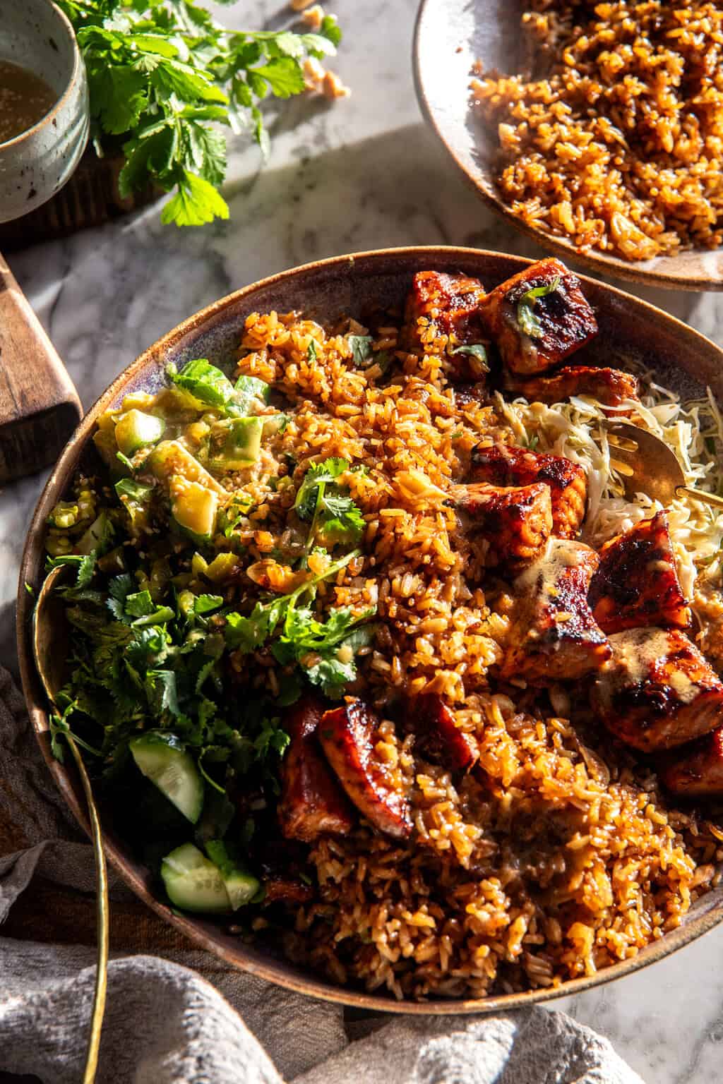 Spicy Chipotle Honey Salmon Rice Salad. - Half Baked Harvest