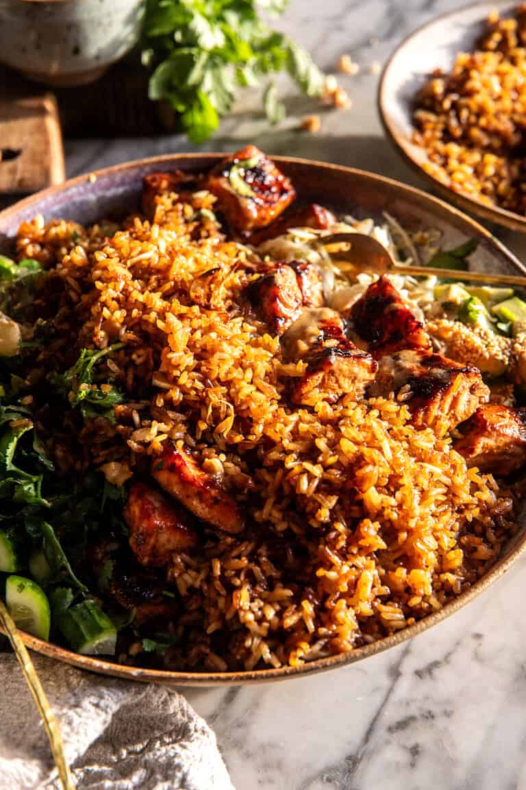 Spicy Chipotle Honey Salmon Rice Salad. - Half Baked Harvest
