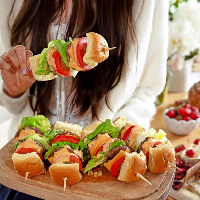 Cheeseburger Slider Skewers | halfbakedharvest.com