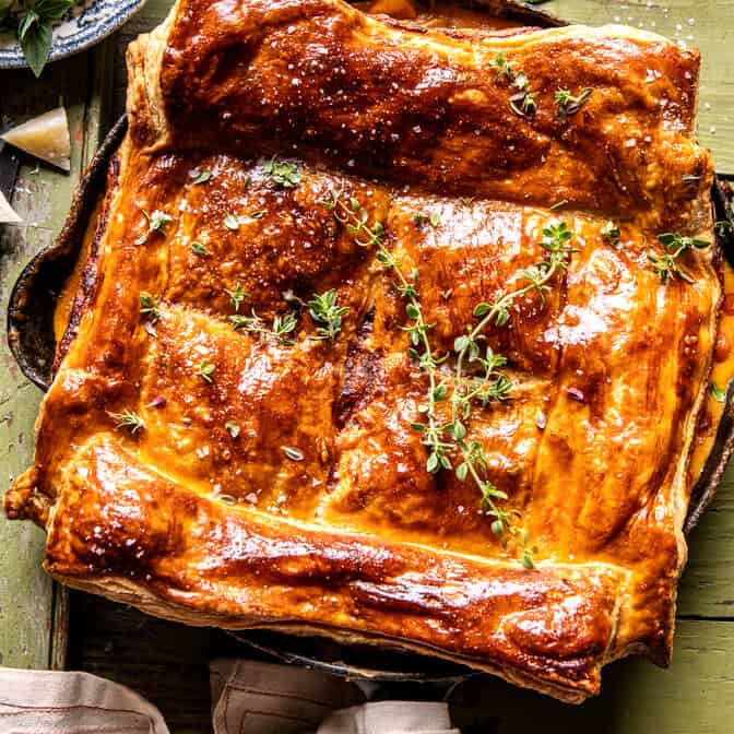Skillet Tomato Cheddar Chicken Pot Pie | halfbakedharvest.com
