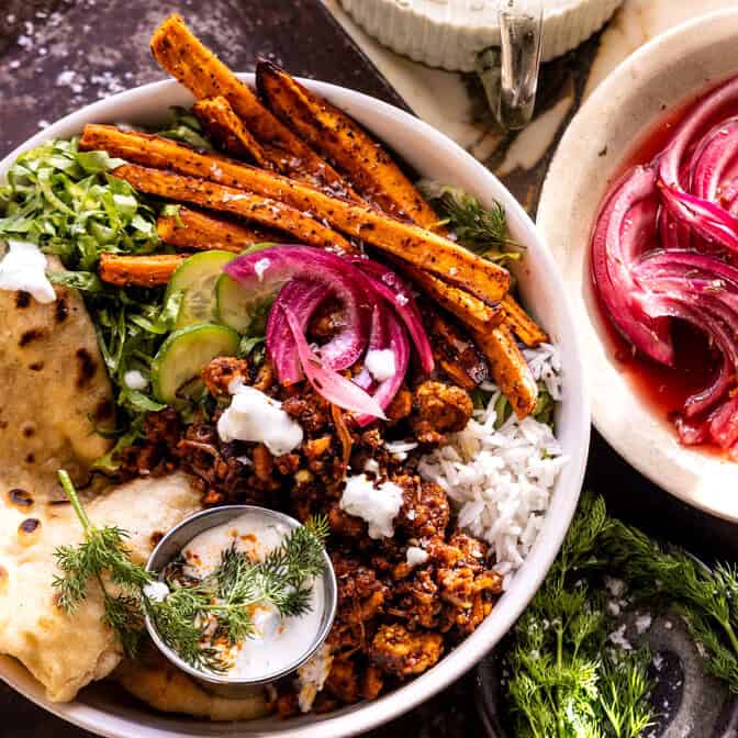 Quick Chicken Shawarma and Sweet Potato Bowls halfbakedharvest.com