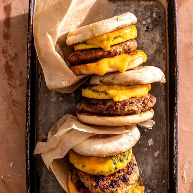 Chicken and Egg Freezer Breakfast Sandwiches | halfbakedharvest.com