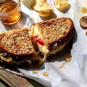 Everything Cheddar, Tomato, and Brie Grilled Cheese | halfbakedharvest.com