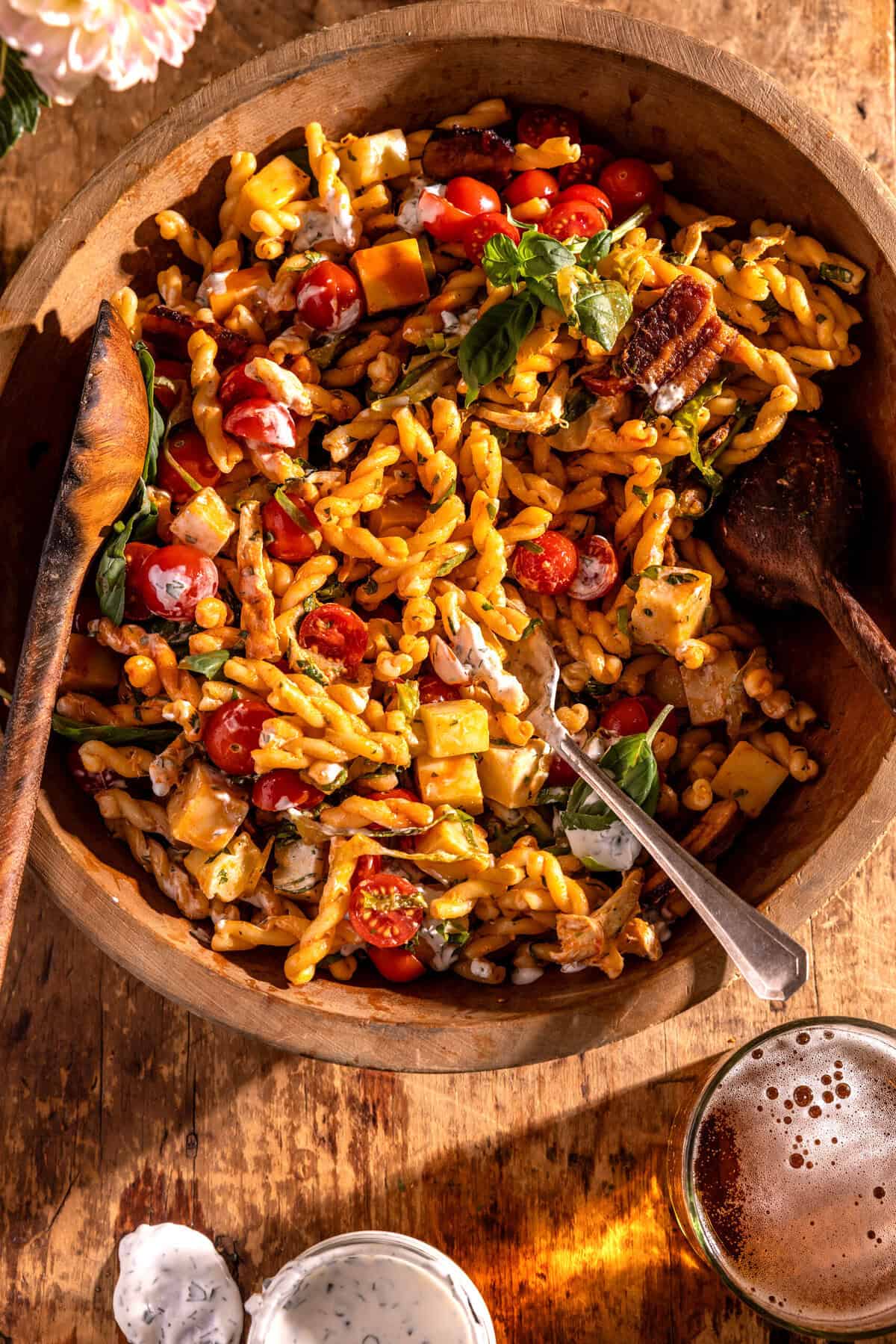 BLT Buffalo Chicken Pasta Salad | halfbakedharvest.com