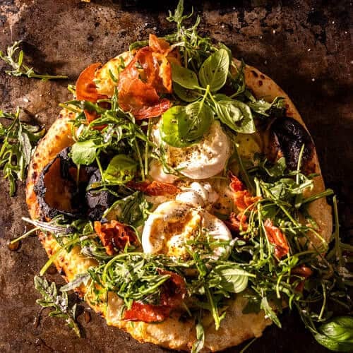 Burrata Potato Pizza with Peppery Lemon Arugula. - Half Baked Harvest