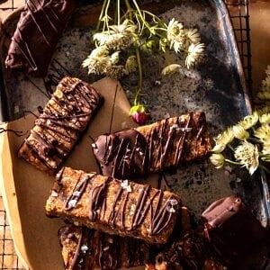 No Bake Chocolate Peanut Butter Cookie Bars | halfbakedharvest.com