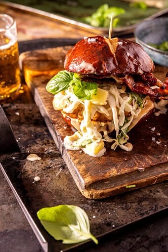 Teriyaki Chicken Burgers with Bang Bang Pineapple Slaw | halfbakedharvest.com