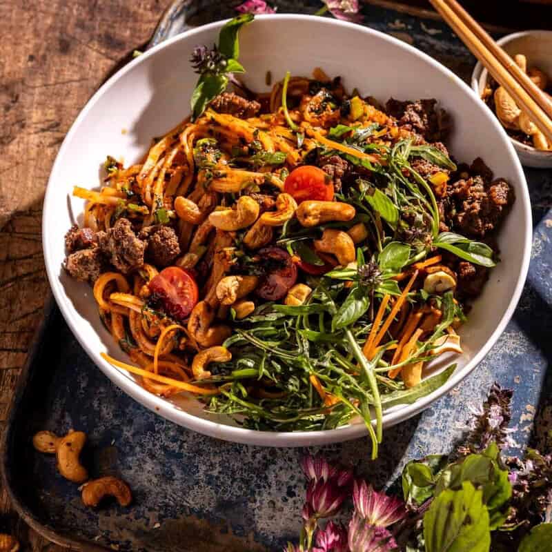 30 Minute Thai Red Curry Basil Beef Noodles | halfbakedharvest.com
