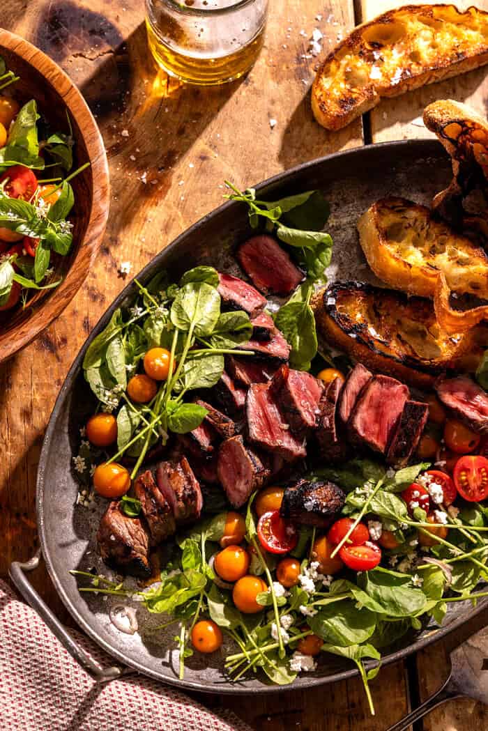 Honey Soy Steak with Cherry Tomato Salad | halfbakedharvest.com