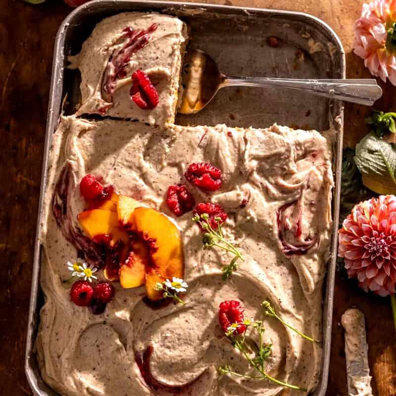 Peach Sheet Cake with Brown Butter Frosting | halfbakedharvest.com