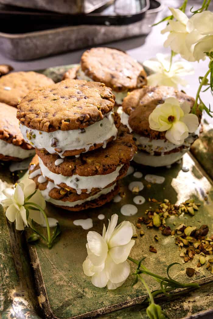 Pistachio Cookie Ice Cream Sandwiches | halfbakedharvest.com