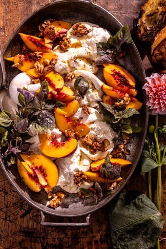 Smashed Burrata with Peaches | halfbakedharvest.com