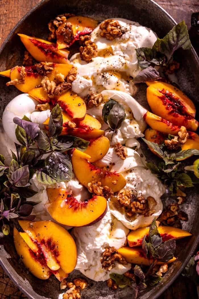 Smashed Burrata with Peaches | halfbakedharvest.com
