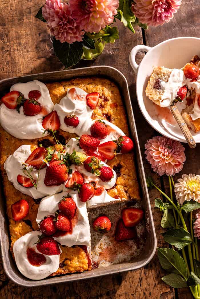 Strawberry Jam Shortcake Sheet Cake. - Half Baked Harvest