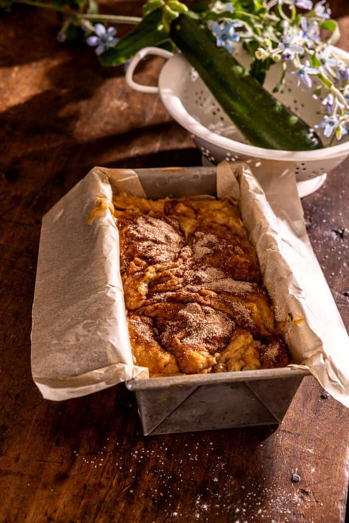 Cinnamon Crunch Zucchini Muffin Quick Bread | halfbakedharvest.com