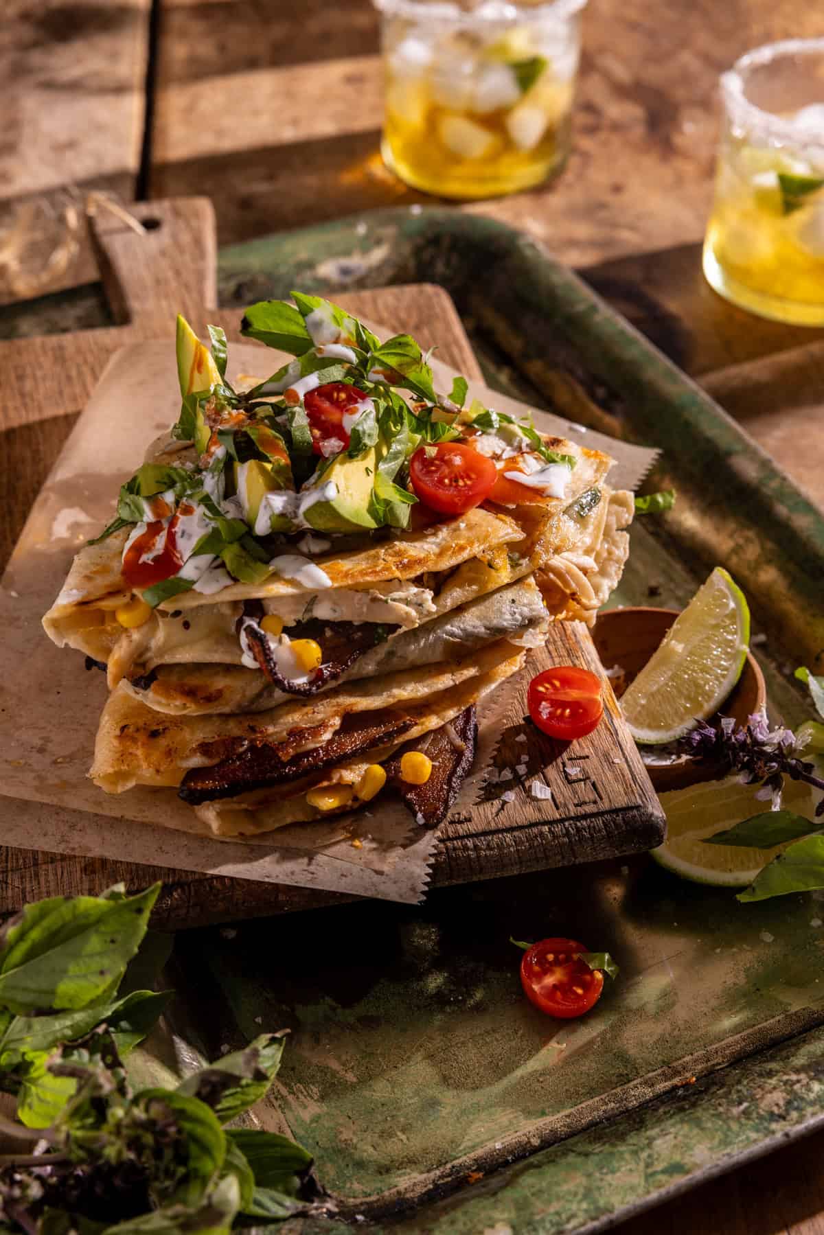 Cool Ranch Chicken and Bacon Quesadillas