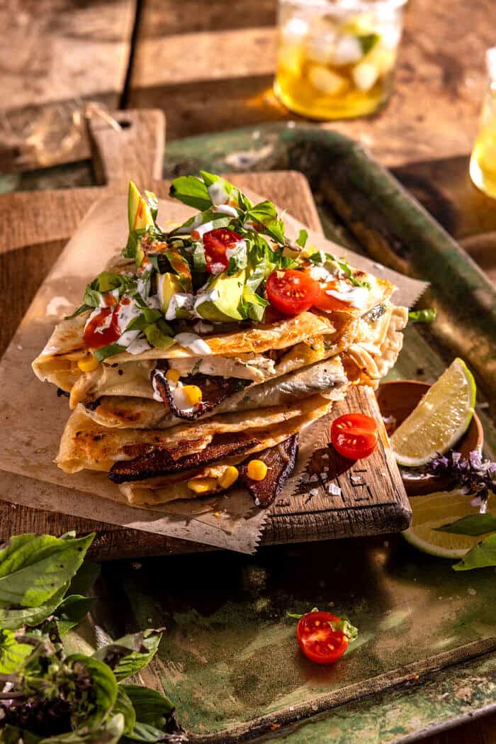 Cool Ranch Chicken and Bacon Quesadillas | halfbakedharvest.com