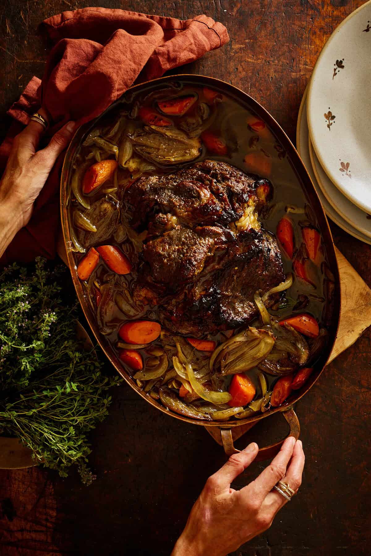 Cider Braised Pot Roast with Parmesan Sweet Potatoes