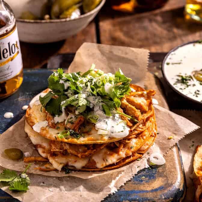 Buffalo Chicken Tostada Stacks | halfbakedharvest.com