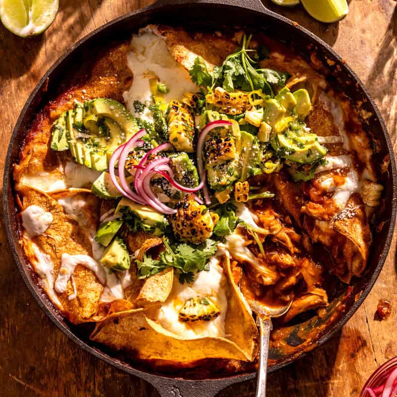 Honey Chipotle Chicken Enchilada Bake | halfbakedharvest.com