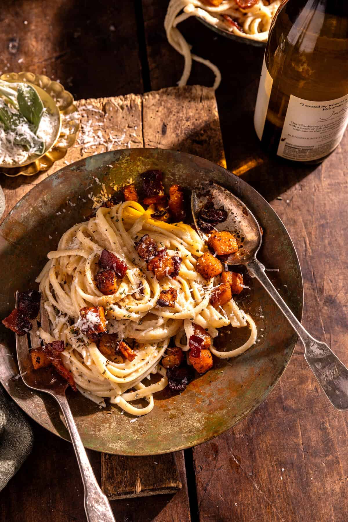 Roasted Butternut Squash Alfredo with Candied Bacon | halfbakedharvest.com