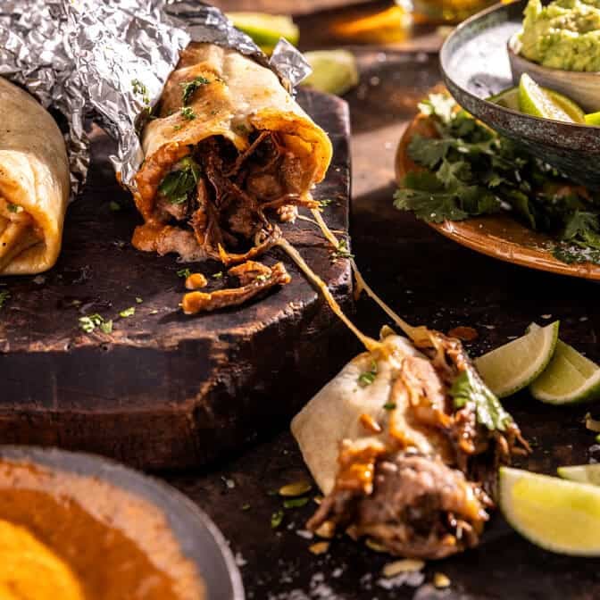 Shredded Beef and Cheese Burritos | halfabkedharvest.com