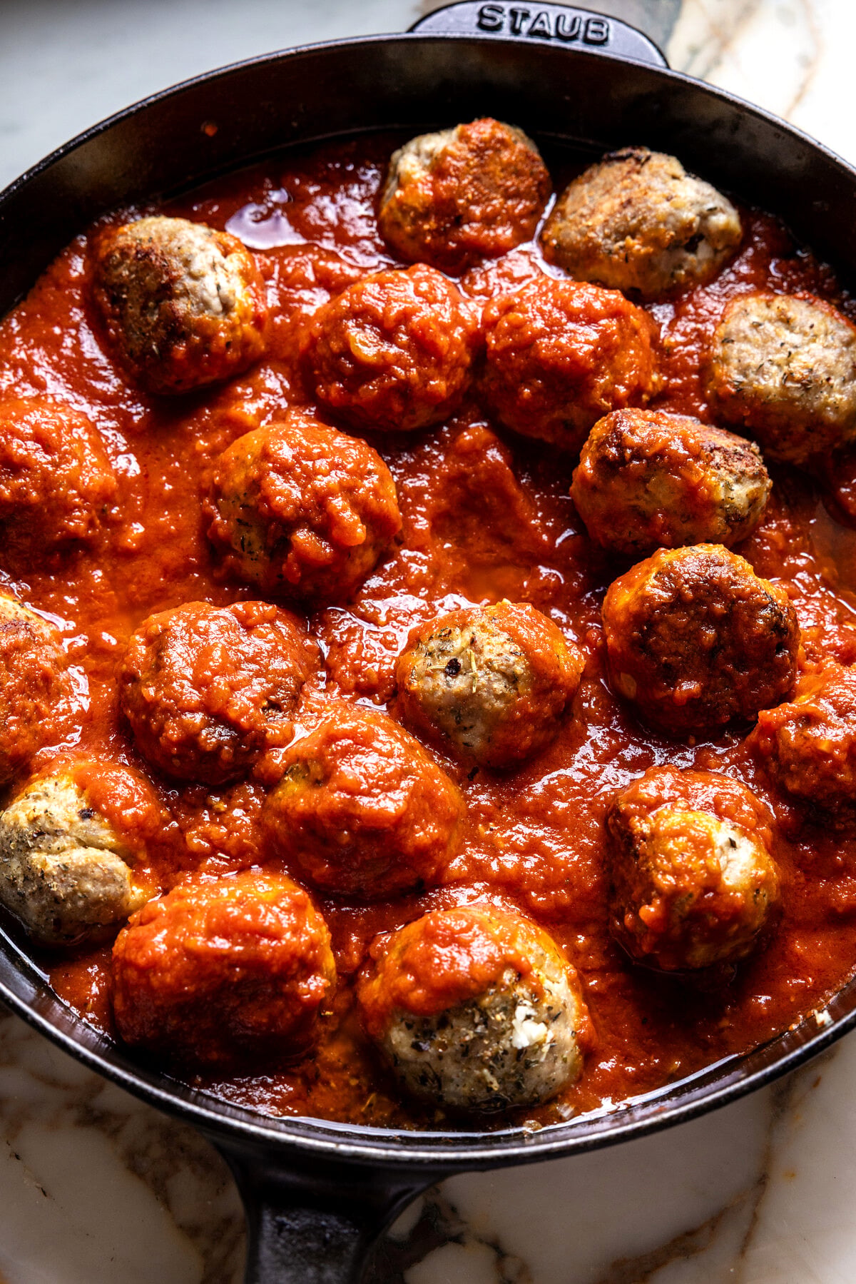 Baked Garlic Butter Spinach Chicken Parmesan Meatballs | halfbakedharvest.com