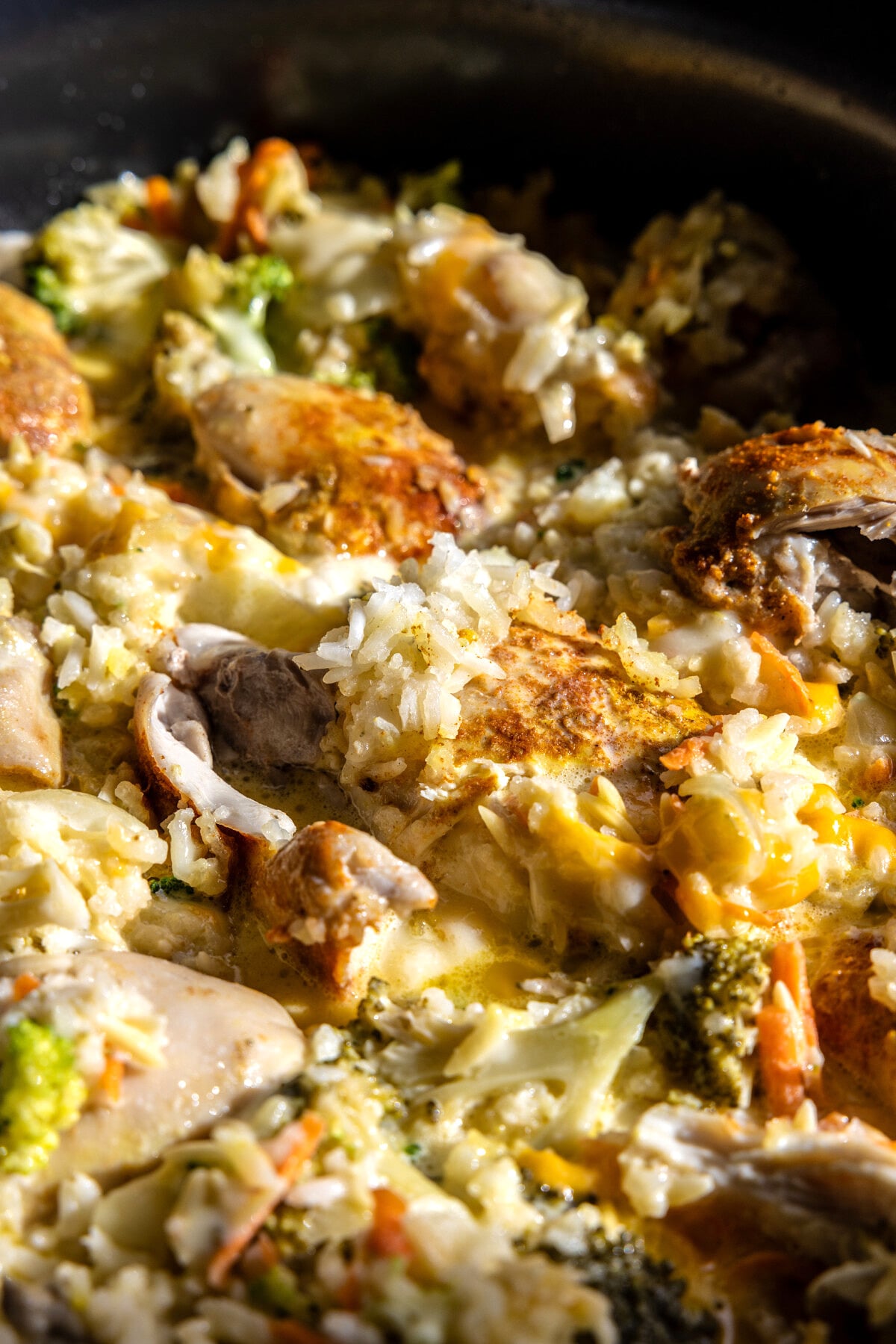 Crockpot Creamy Broccoli Cheddar Chicken Rice | halfbakedharvest.com