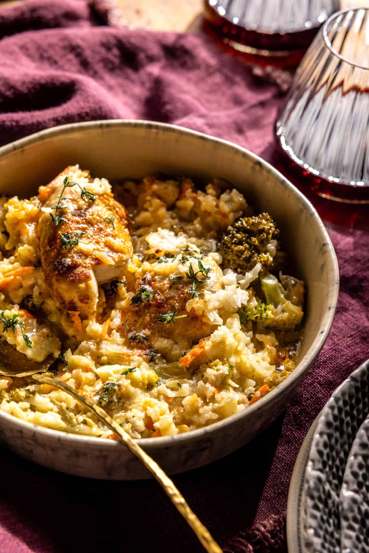 Crockpot Creamy Broccoli Cheddar Chicken Rice | halfbakedharvest.com